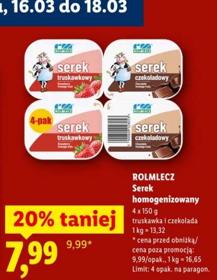 Serek homogenizowany truskawka i czekolada