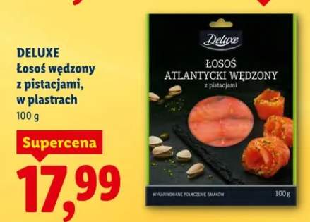 Łosoś wędzony z pistacjami, w plastrach