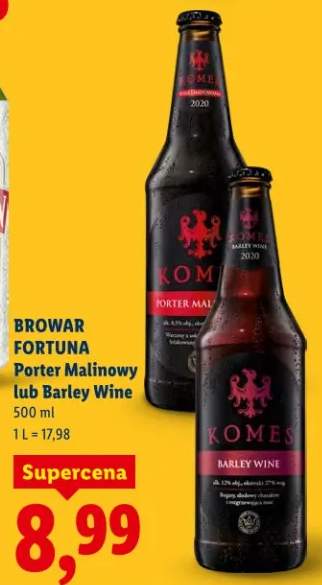 Piwo porter malinowy lub barley wine