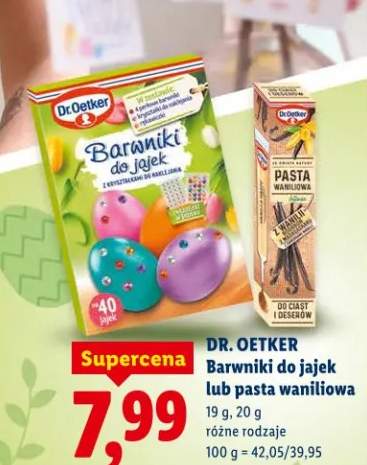 Barwniki do jajek lub pasta waniliowa