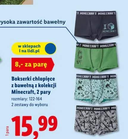 Bokserki chłopięce z bawełną z kolekcji Minecraft, 2 pary