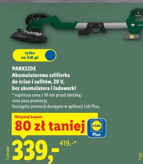 Akumulatorowa szlifierka do ścian i sufitów, 20 V, bez akumulatora i ładowarki