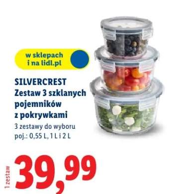 Zestaw 3 szklanych pojemników z pokrywkami