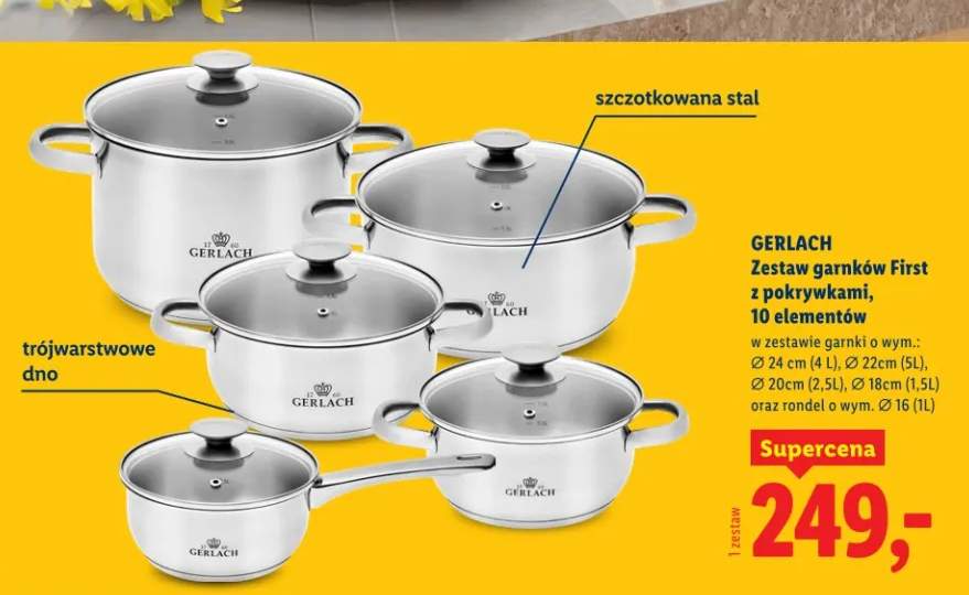 Zestaw garnków First z pokrywkami, 10 elementów