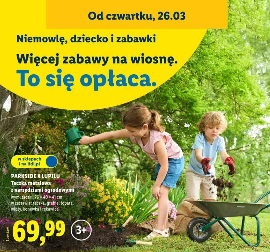 Taczka metalowa z narzędziami ogrodowymi wym. taczki: 76 × 40 × 41 cm w zestawie: taczka, grabie, łopata, widły, konewka i rękawice