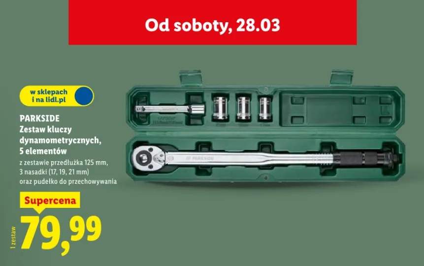 Zestaw kluczy dynamometrycznych 5 elementów