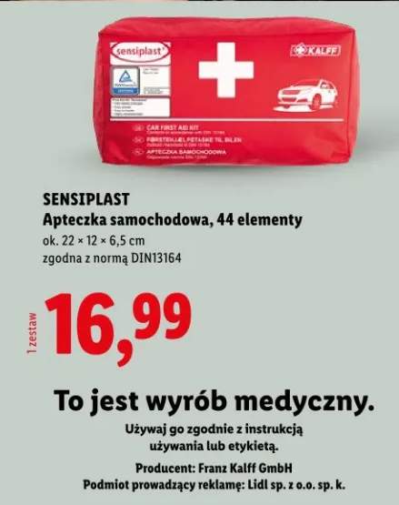 Apteczka samochodowa, 44 elementy