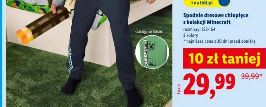 Spodnie dresowe chłopięce z kolekcji Minecraft