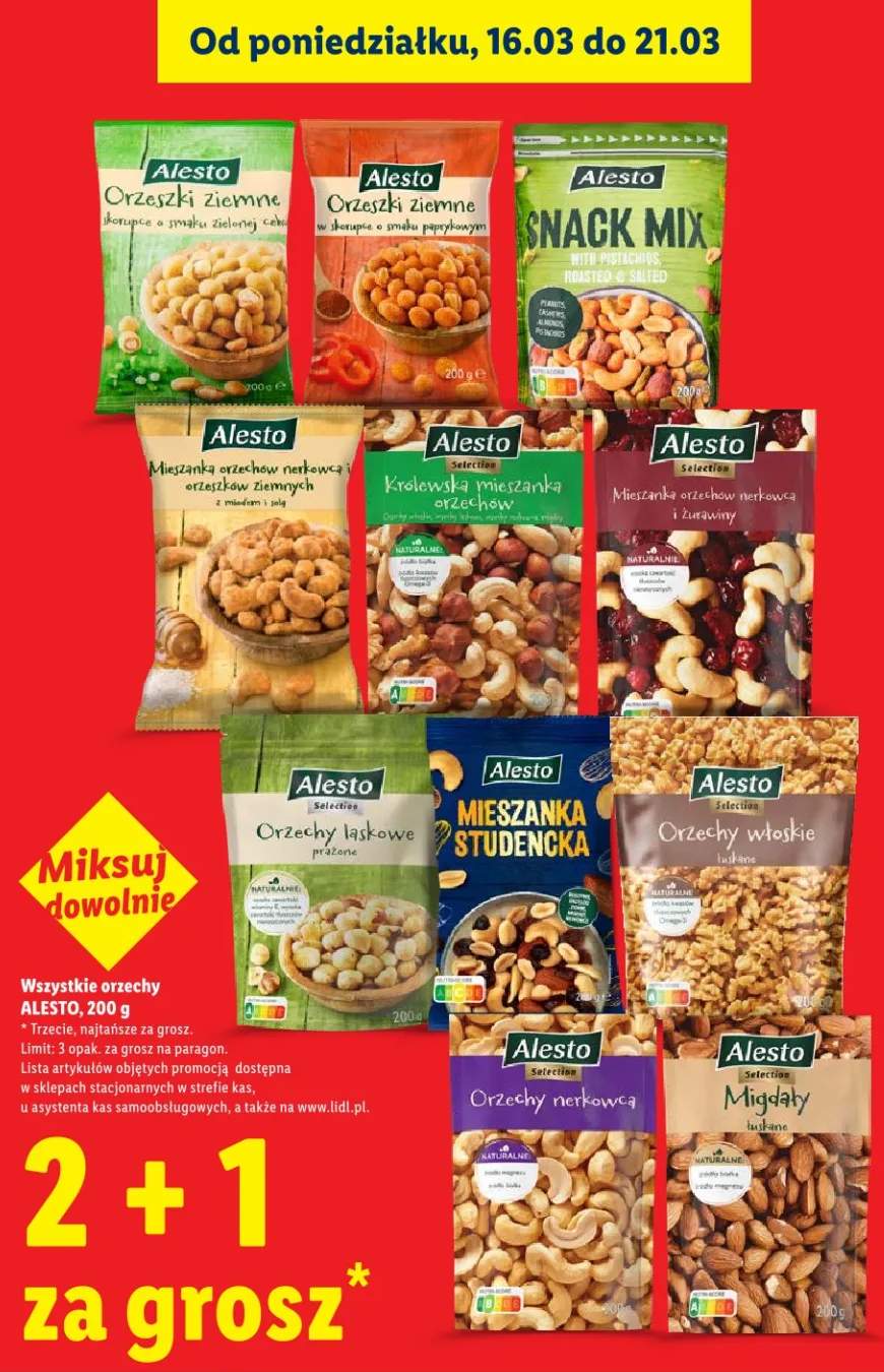 Snack mix orzeszki ziemne, orzechy nerkowca i migdały w płatkach