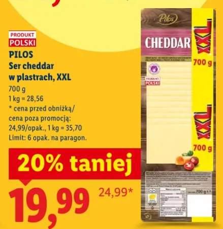 Ser cheddar w plastrach, XXL