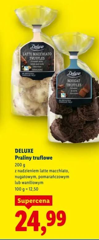 Praliny truflowe z nadzieniem latte macchiato, nugatowym, pomarańczowym lub waniliowym