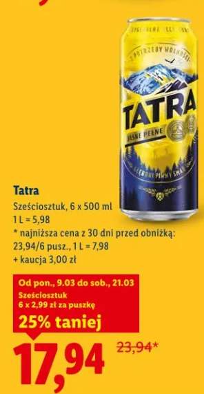 Piwo Tatra Sześciosztucznik