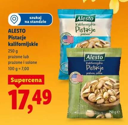 Pistacje kalifornijskie prażone lub prażone i solone