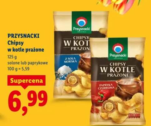 Chipsy w kotle prażone solone lub paprykowe