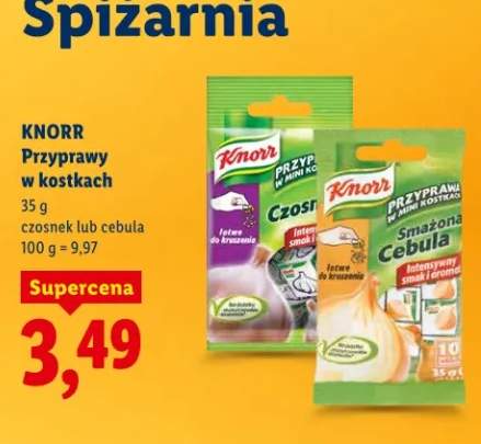 Przyprawy w kostkach, czosnek lub cebula