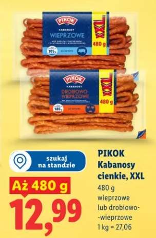 Kabanosy cienkie wieprzowe lub drobiowo-wieprzowe