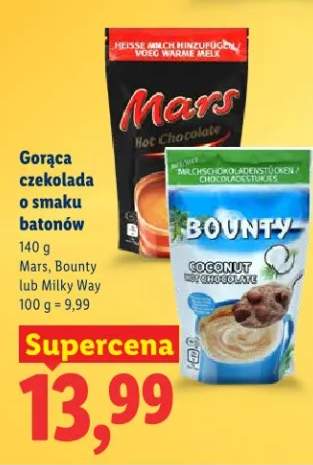 Gorąca czekolada o smaku batonów Mars, Bounty lub Milky Way