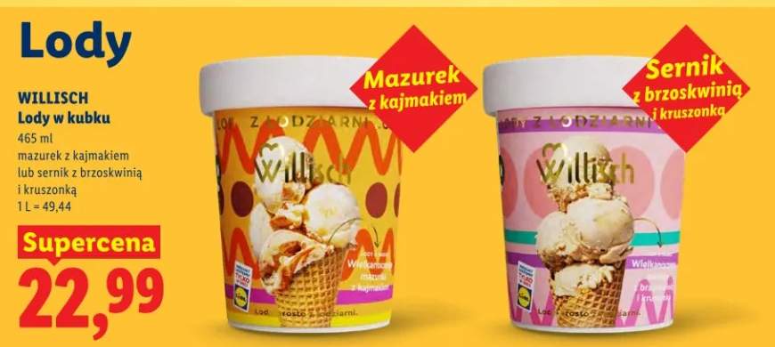 Lody w kubku sernik z brzoskwinią i kruszonką