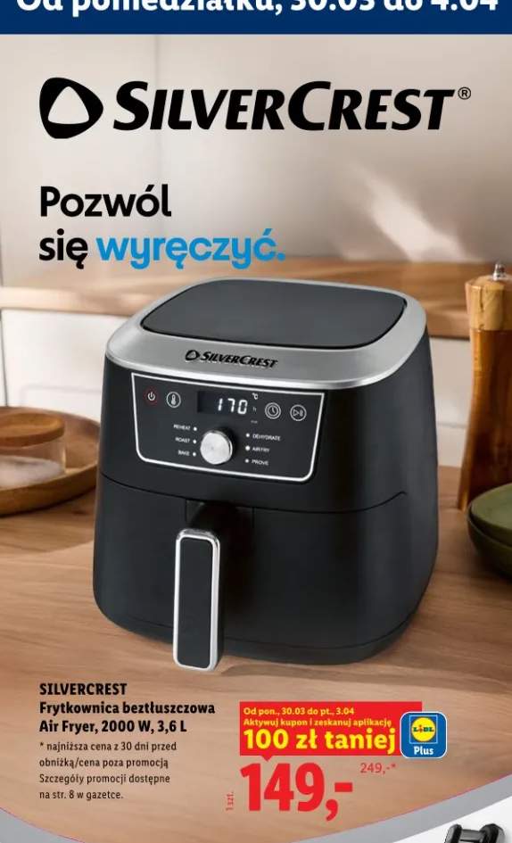 Frytkownica beztłuszczowa Air Fryer, 2000 W, 3,6 L