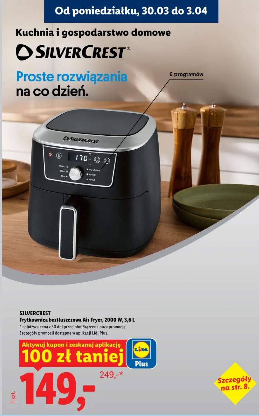 Frytkownica beztłuszczowa Air Fryer, 2000 W, 3,6 L