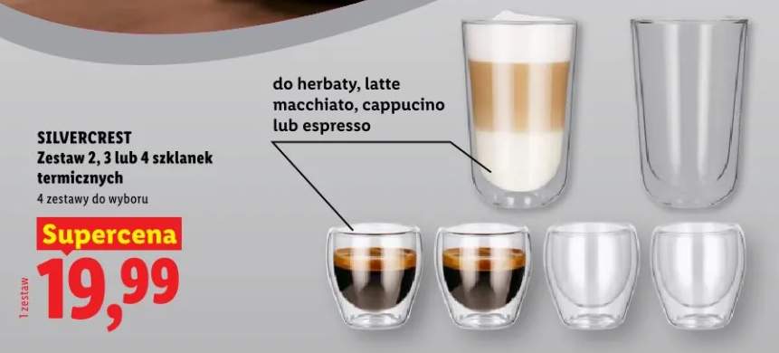 Zestaw 2, 3 lub 4 szklanek termicznych