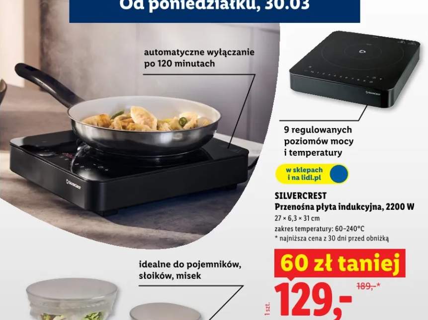 Płyta indukcyjna przenośna, 2200W