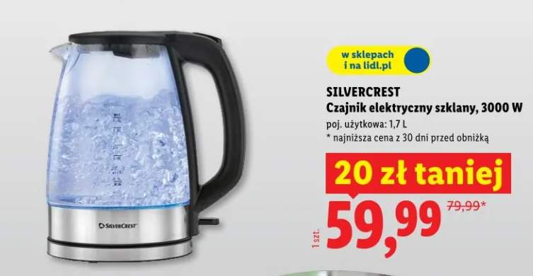 Czajnik elektryczny szklany, 3000W