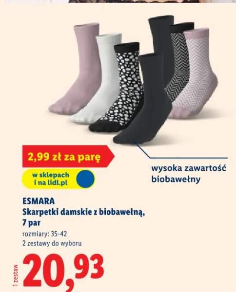 Skarpetki damskie z biobawełną, 7 par