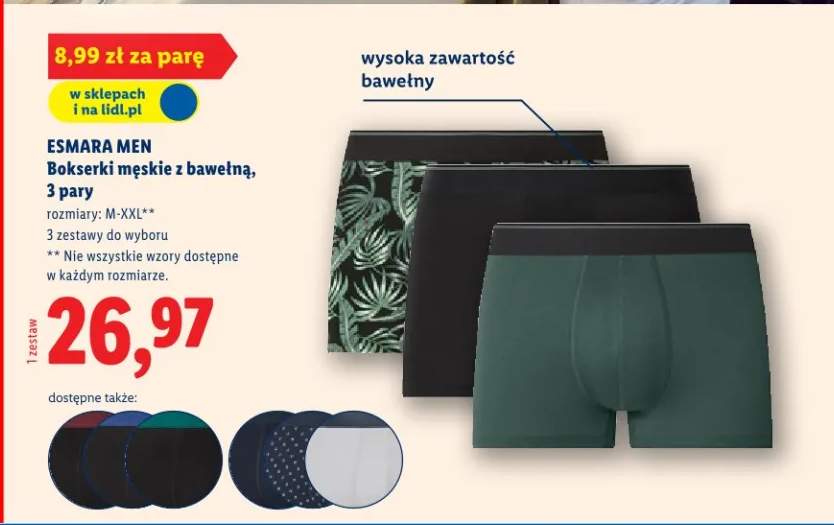 Bokserki męskie z bawełną, 3 pary