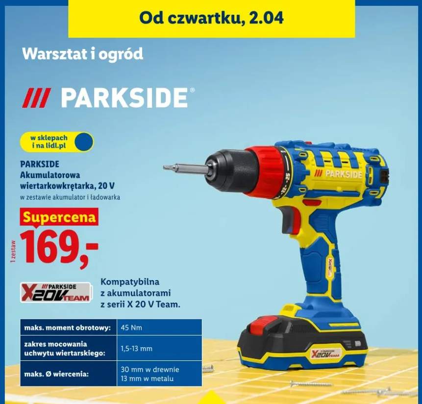 Akumulatorowa wiertarkowkrętarka 20V