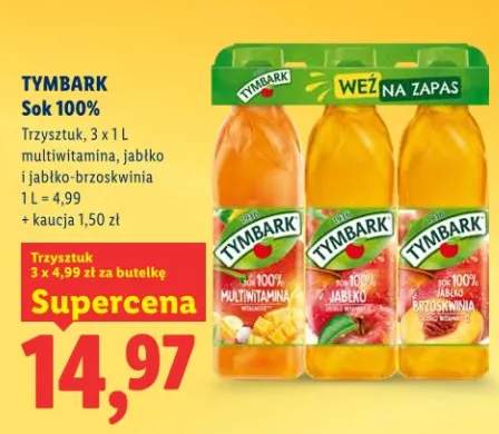 Sok 100% trzysztuk multiwitamina, jabłko i jabłko-brzoskwinia