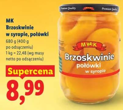 Brzoskwinie w syropie, połówki