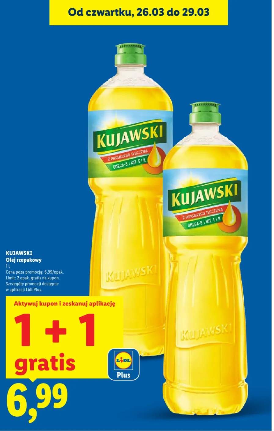 Olej rzepakowy 1+1 GRATIS