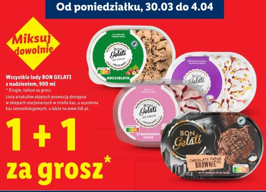 Lody Bon Gelati z nadzieniem Nocciolata