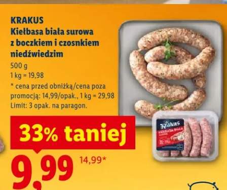 Kiełbasa biała surowa z boczkiem i czosnkiem niedźwiedzim