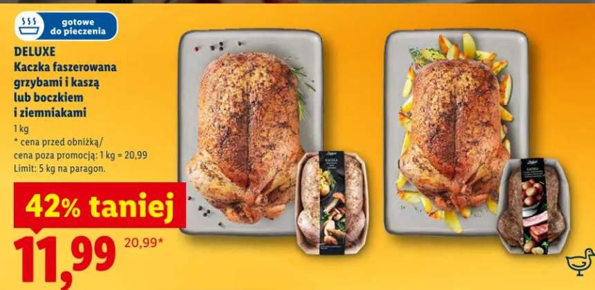 Kaczka faszerowana grzybami i kaszą lub boczkiem i ziemniakami