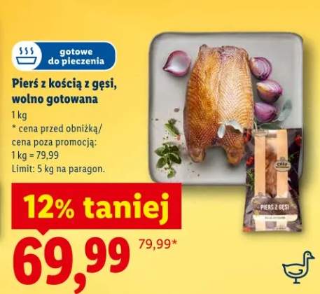 Pierś z kością z gęsi, wolno gotowana