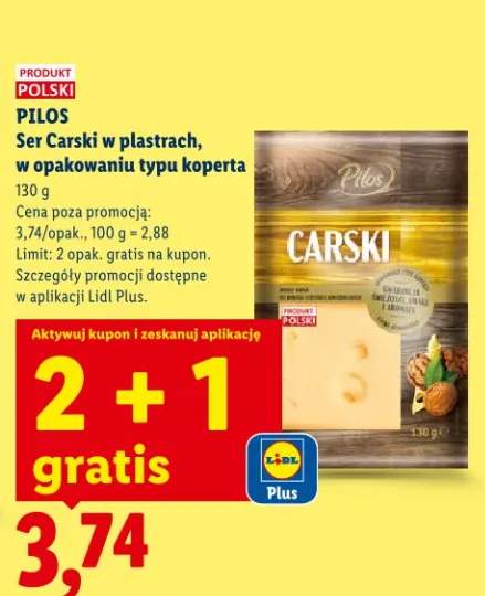 Ser Carski w plastrach, w opakowaniu typu koperta