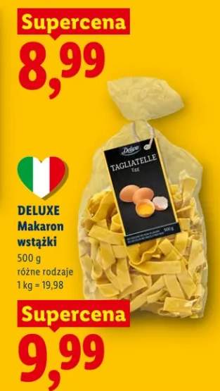 Makaron wstążki, różne rodzaje