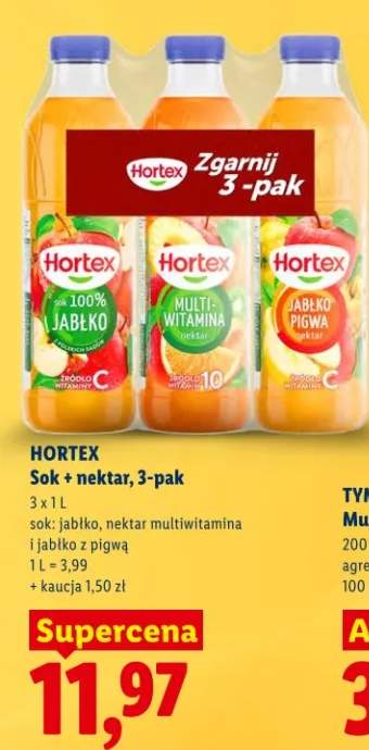 Sok + nektar, 3-pak sok: jabłko, nektar multiwitamina i jabłko z pigwą