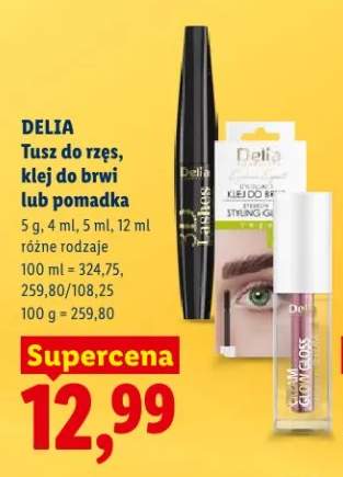 Tusz do rzęs, klej do brwi lub pomadka