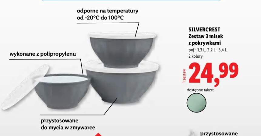 Zestaw 3 misek z pokrywkami