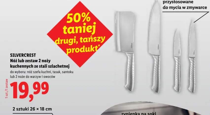 Nóż lub zestaw 2 noży kuchennych ze stali szlachetnej