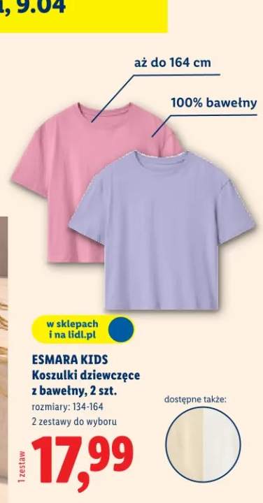 Koszulki dziewczęce z bawełny, 2szt.