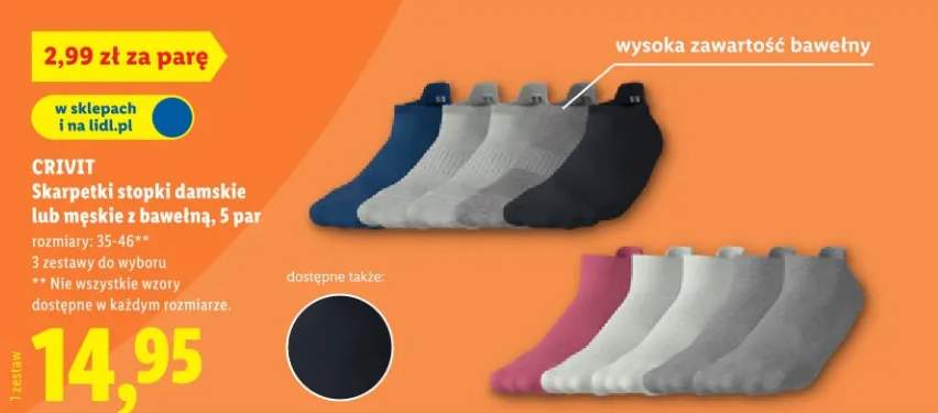 Skarpetki stopki damskie lub męskie z bawełną, 5 par