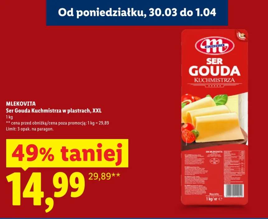 Ser Gouda Kuchmistrza w plastrach, XXL