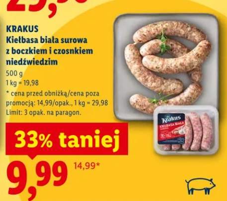 Kiełbasa biała surowa z boczkiem i czosnkiem niedźwiedzim