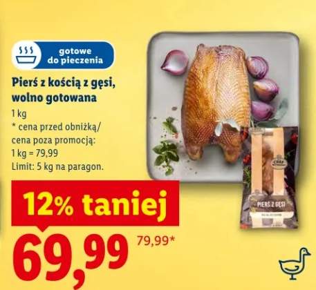 Pierś z kością z gęsi wolno gotowana