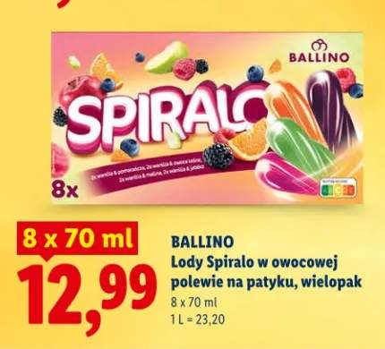 Lody Spiralo w owocowej polewie na patyku, wielopak
