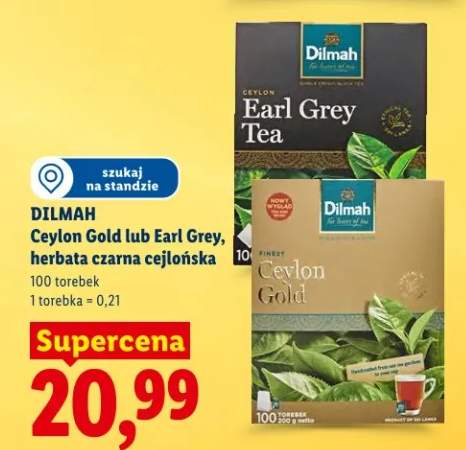 Ceylon Gold lub Earl Grey, herbata czarna cejlońska